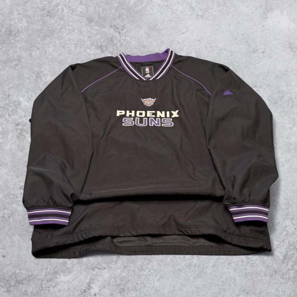 Vintage Phoenix Suns Adidas NBA Warm Up Jersey Windbreaker Pullover Black Purple